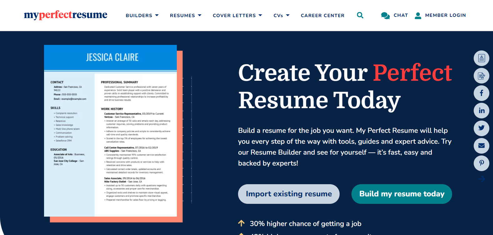 Website Redesign for MyPerfectResume – Elevating Career Success